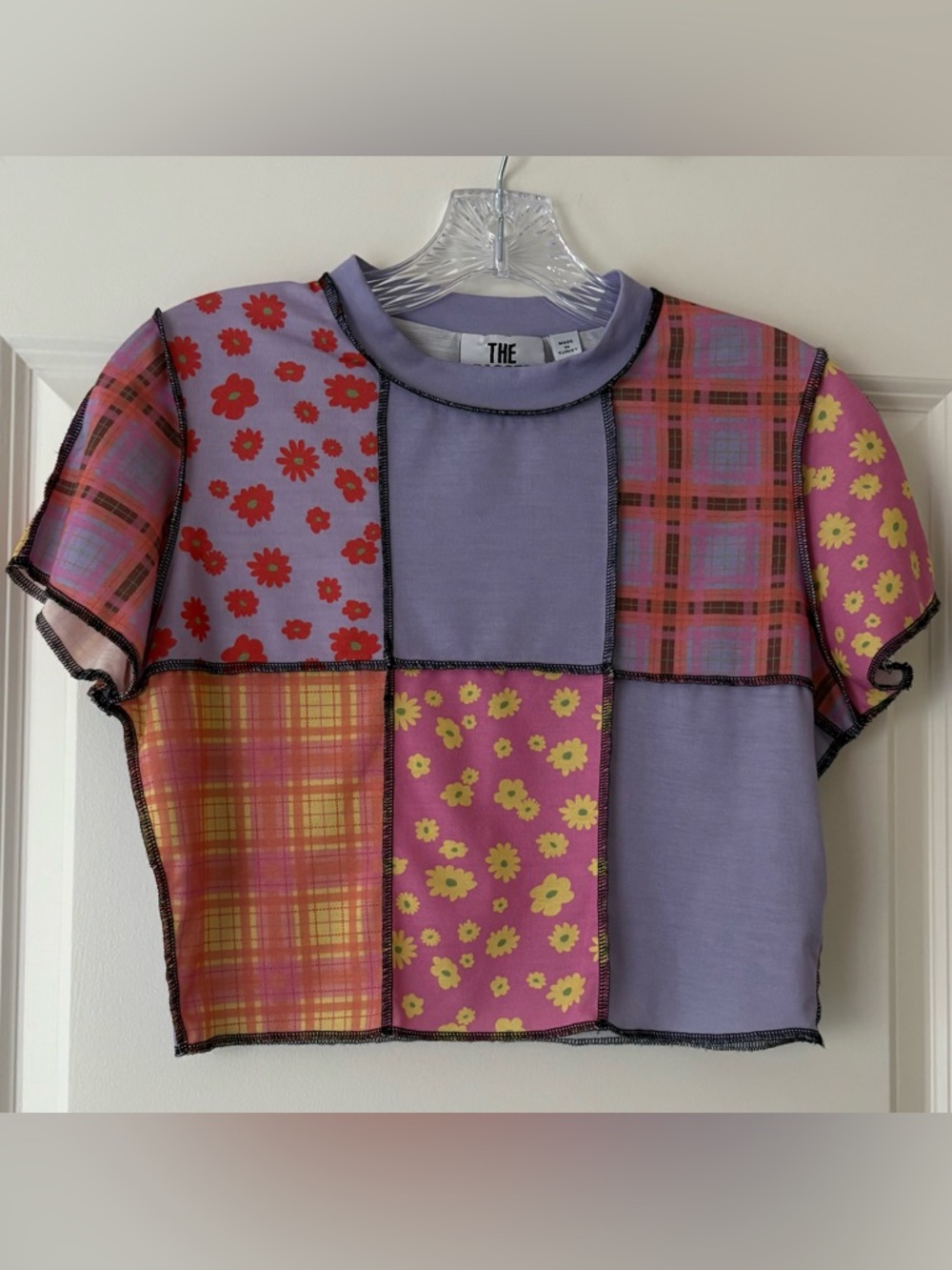 Neato Panel Pattern Purple Crop Top The Ragged Priest